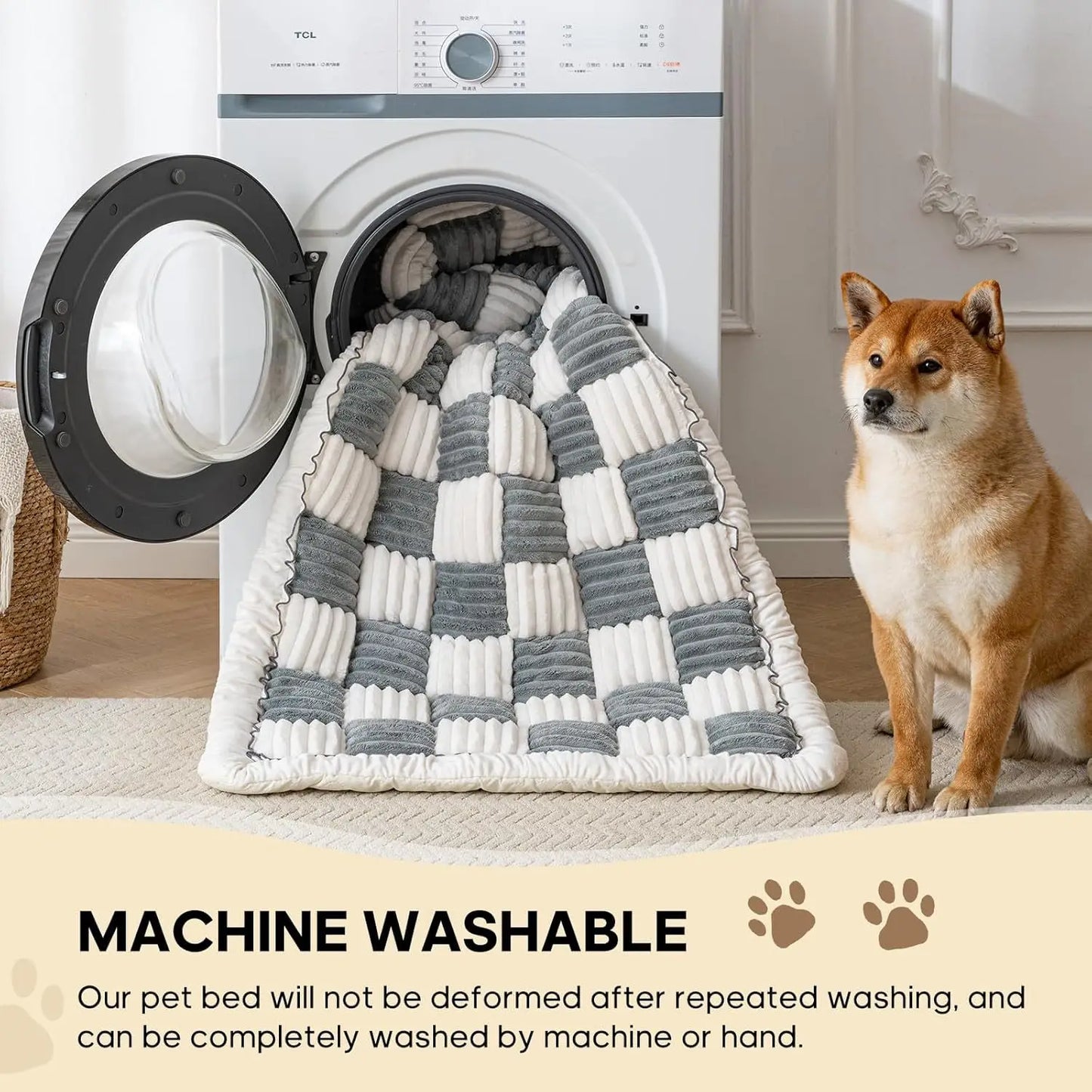 Thick Seat Cushion, Plush Car Cushion, Pet Rear Seat Grid Dog Bed, Sleeping Fart Cushion, Medium-Sized Dog Special