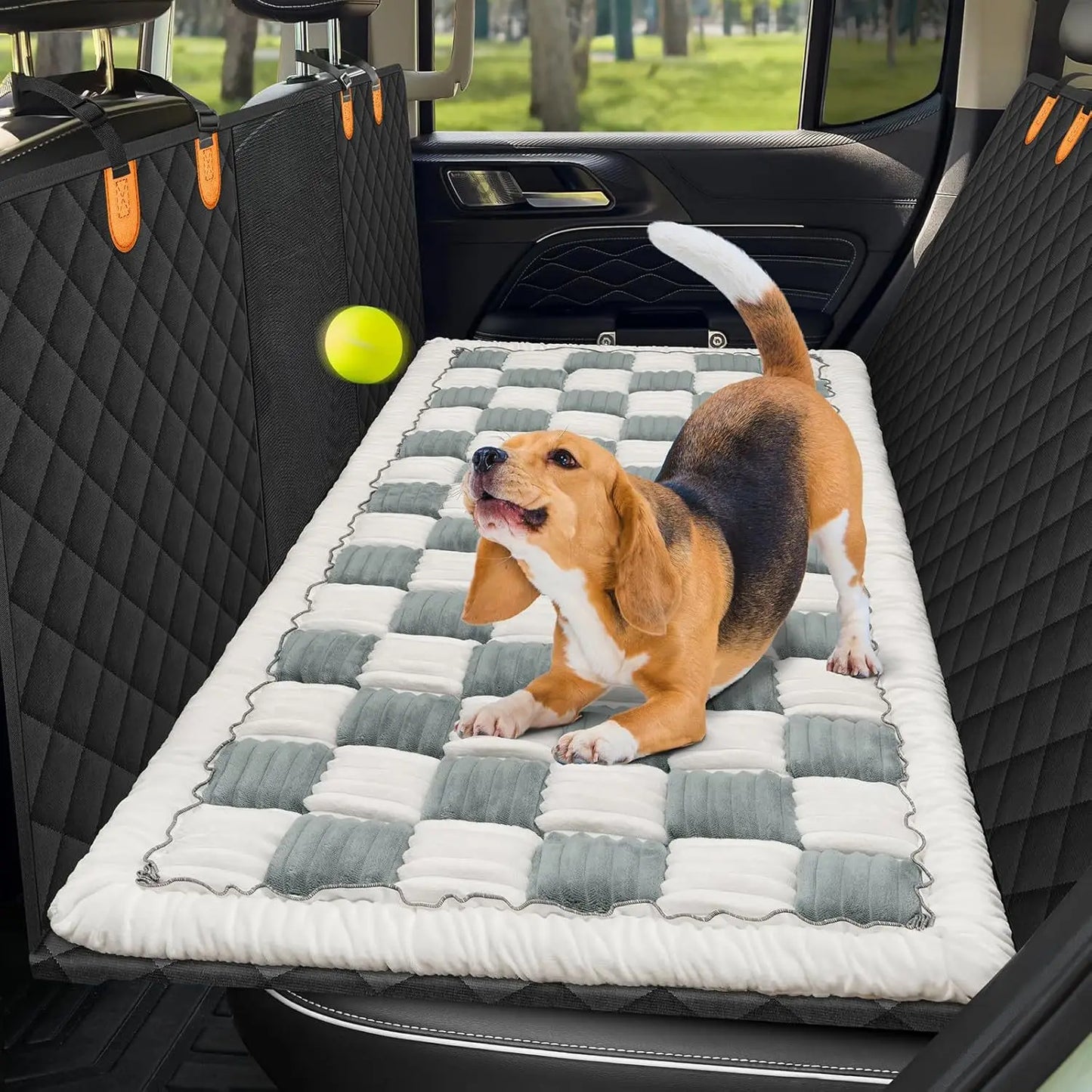 Thick Seat Cushion, Plush Car Cushion, Pet Rear Seat Grid Dog Bed, Sleeping Fart Cushion, Medium-Sized Dog Special