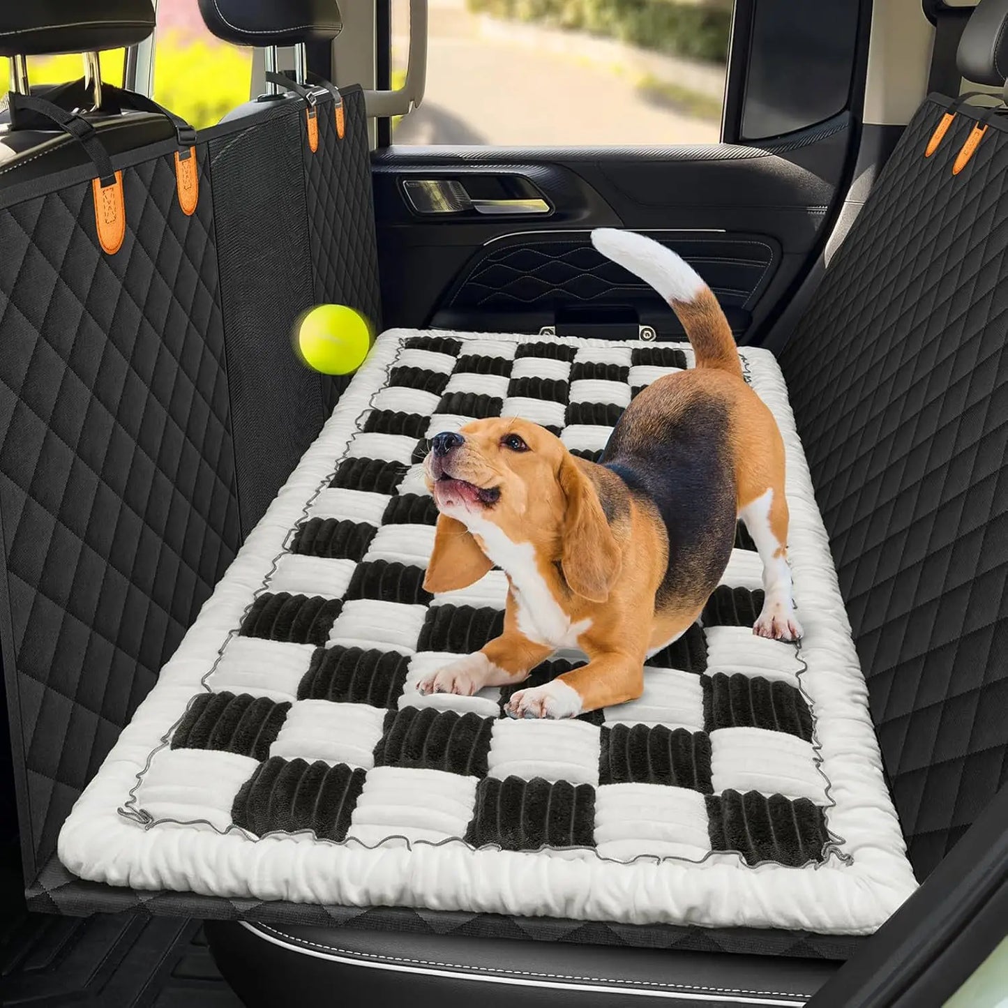 Thick Seat Cushion, Plush Car Cushion, Pet Rear Seat Grid Dog Bed, Sleeping Fart Cushion, Medium-Sized Dog Special