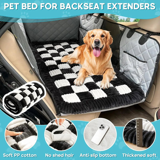 Thick Seat Cushion, Plush Car Cushion, Pet Rear Seat Grid Dog Bed, Sleeping Fart Cushion, Medium-Sized Dog Special